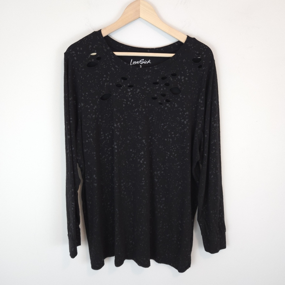 LoveSick Torrid Everyday Super Soft Slub Distressed Long Sleeve Tee